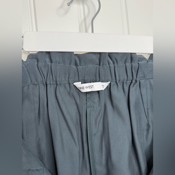 Nine West High Waist Shorts with Pockets & Tie Belt - Dark Aqua - Picture 4 of 4